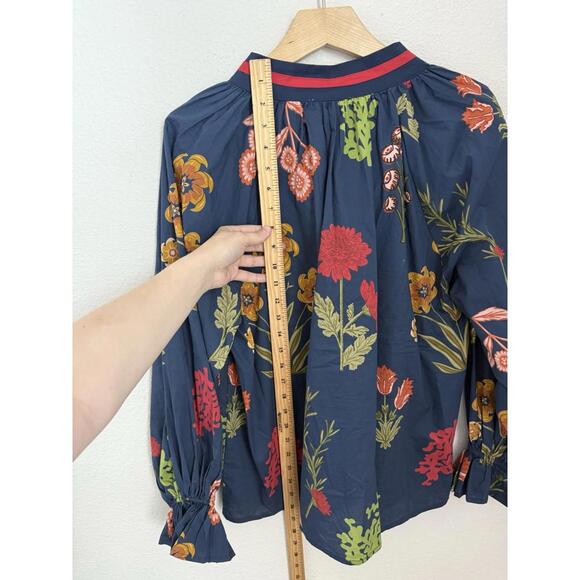 Umgee Women’s Sz S Botanical Floral Print Scalloped Lace Trim Short Sleeve Top - Picture 7 of 7